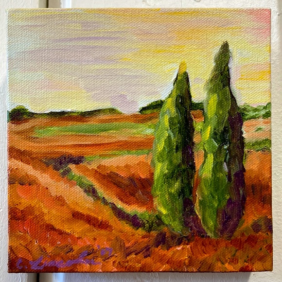 Other - Oil painting Tuscany landscape 6x6”